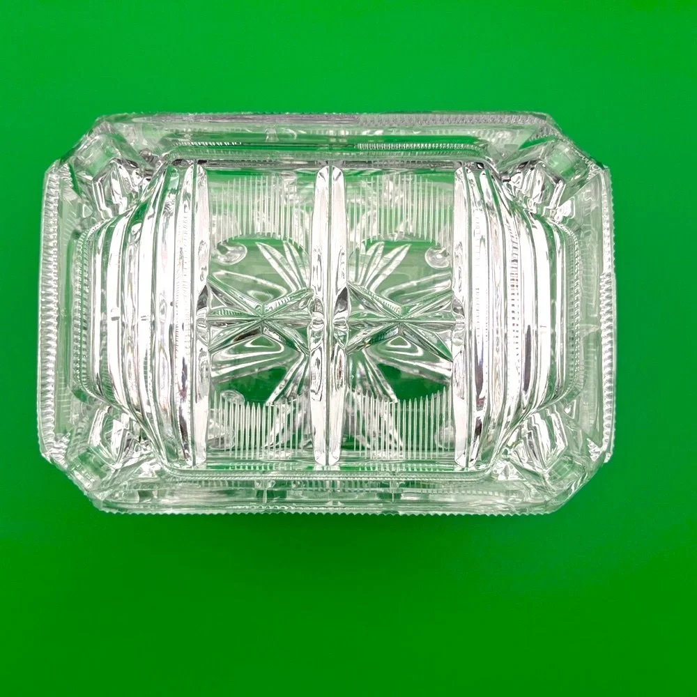 Vintage American Brillant Cut Glass Covered Cigarette Box.